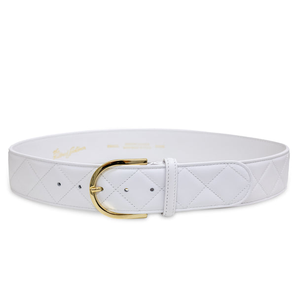Tailored Sportsman Quilted Leather Ladies Belt - White